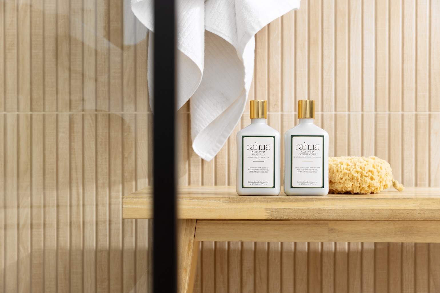 Rahua color-coded label system for shampoos and conditioners